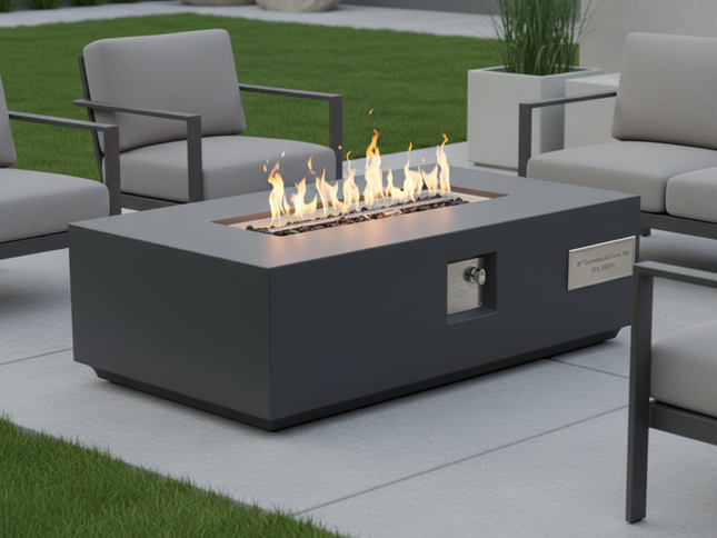 Volon Modern Rectangular Fire Pit Table in Light Gray