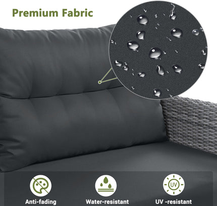 Outdoor Rattan Patio Furniture Set with Adjustable Recliners, Ottomans & Tables