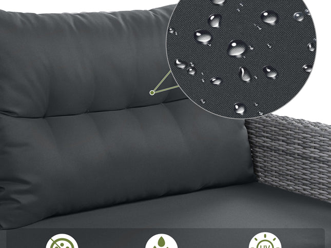 Outdoor Rattan Patio Furniture Set with Adjustable Recliners, Ottomans & Tables