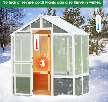 76''x48''x86'' Walk-In Polycarbonate Greenhouse for Patio & Backyard Gardening