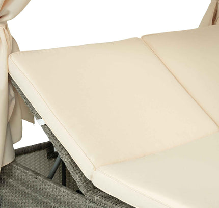 Adjustable Outdoor Sun Lounger with Privacy Curtain, High Comfort