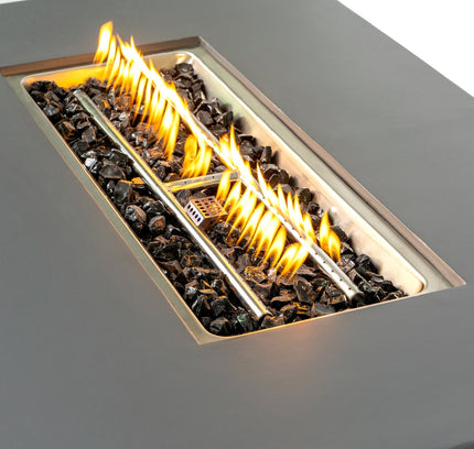 Volon Modern Rectangular Fire Pit Table in Light Gray