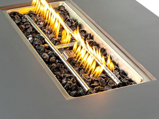 Volon Modern Rectangular Fire Pit Table in Light Gray