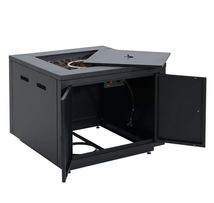 30-Inch Square Propane Fire Pit Table | Black | 40,000 BTU