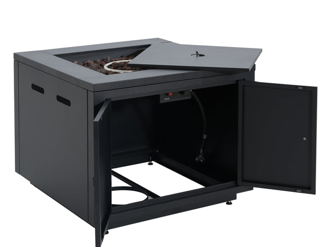 30-Inch Square Propane Fire Pit Table | Black | 40,000 BTU