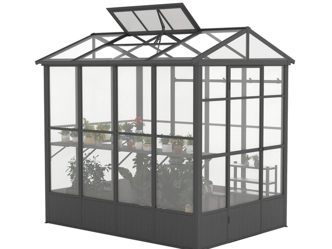6x8FT Heavy-Duty Polycarbonate Greenhouse with Auto Temp-Control Vent