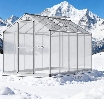 [06X10FT] Alora Large Walk-In Backyard Greenhouse W/ Rainwater Collection System And Roof Vent