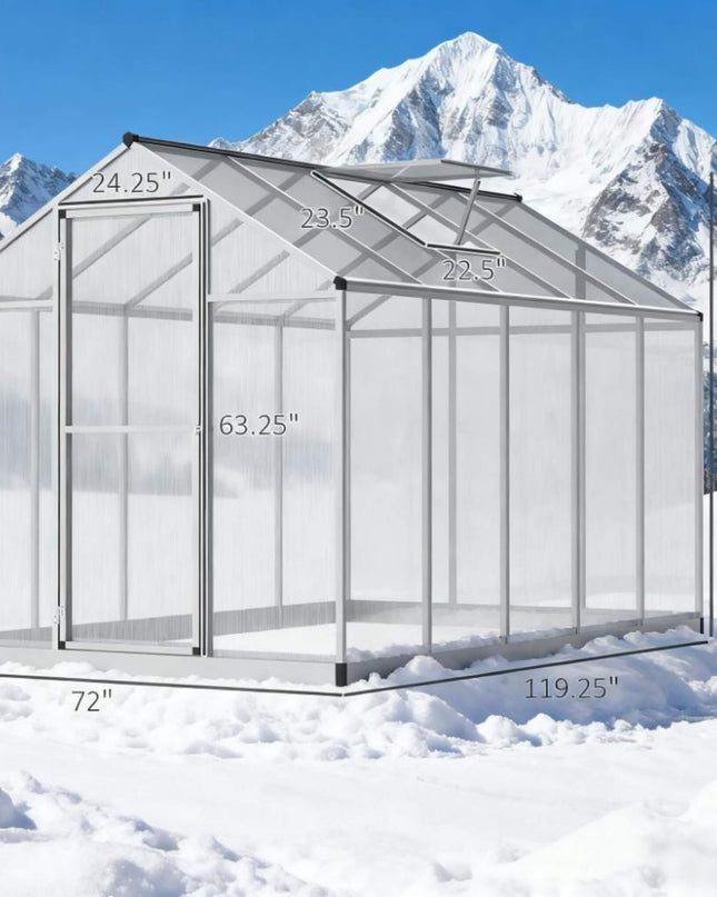 [06X10FT] Alora Large Walk-In Backyard Greenhouse W/ Rainwater Collection System And Roof Vent