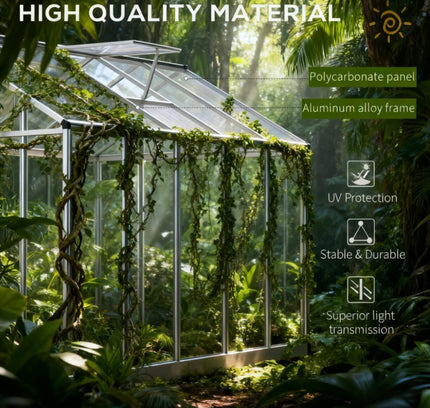 [06X10FT] Alora Large Walk-In Backyard Greenhouse W/ Rainwater Collection System And Roof Vent