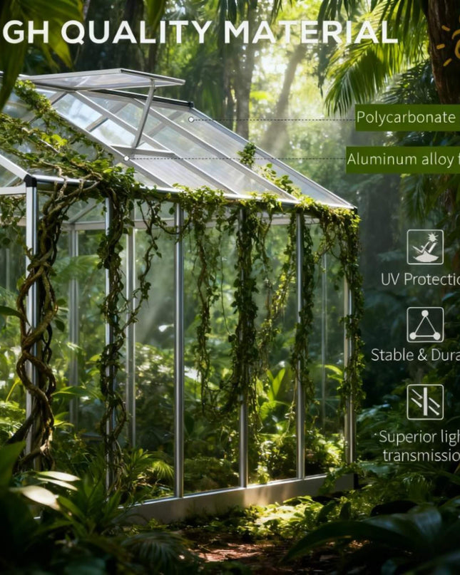 [06X10FT] Alora Large Walk-In Backyard Greenhouse W/ Rainwater Collection System And Roof Vent