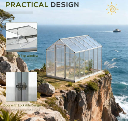 [06X10FT] Alora Large Walk-In Backyard Greenhouse W/ Rainwater Collection System And Roof Vent