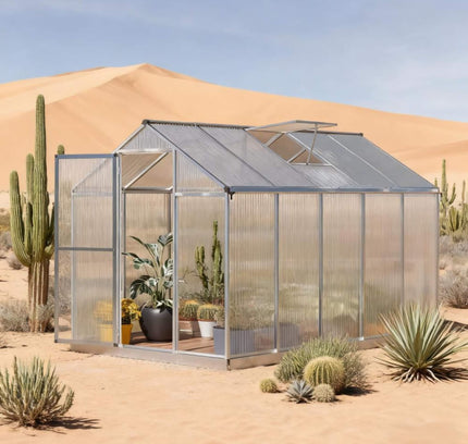 [06X10FT] Alora Large Walk-In Backyard Greenhouse W/ Rainwater Collection System And Roof Vent