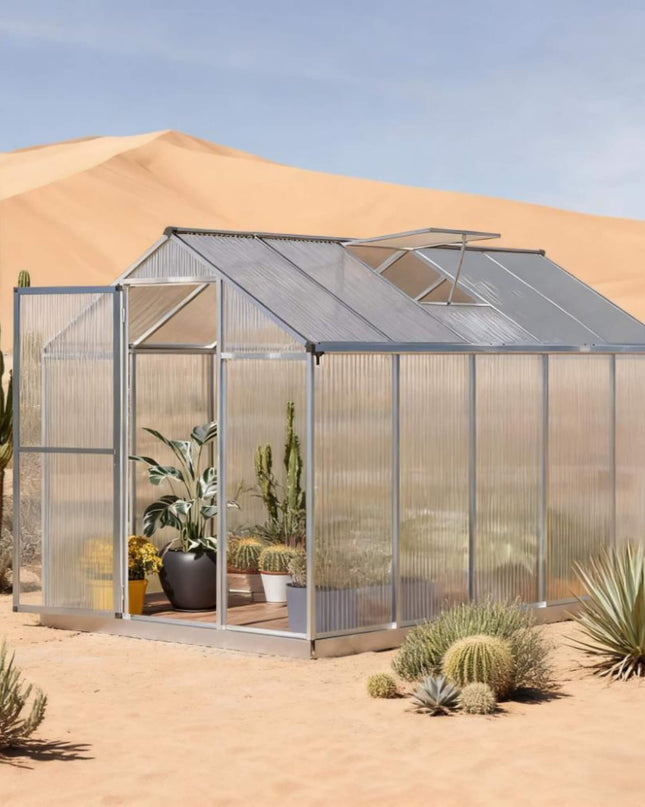 [06X10FT] Alora Large Walk-In Backyard Greenhouse W/ Rainwater Collection System And Roof Vent