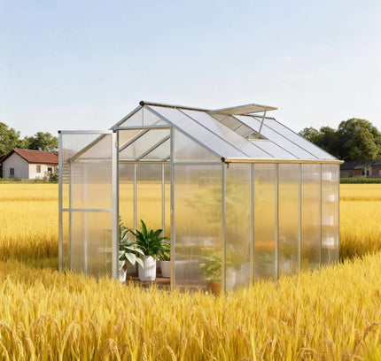 [06X10FT] Alora Large Walk-In Backyard Greenhouse W/ Rainwater Collection System And Roof Vent