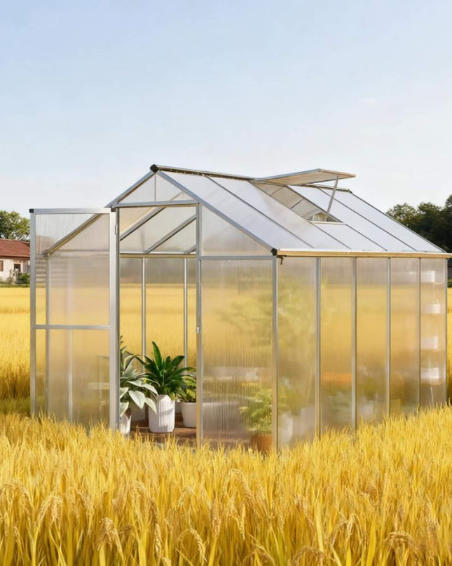 [06X10FT] Alora Large Walk-In Backyard Greenhouse W/ Rainwater Collection System And Roof Vent