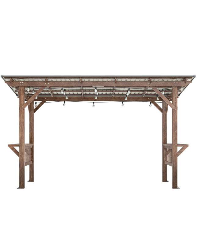 [06X13FT] Alora Durable Outdoor Hardtop BBQ Grill Shelter Gazebo With Shelves