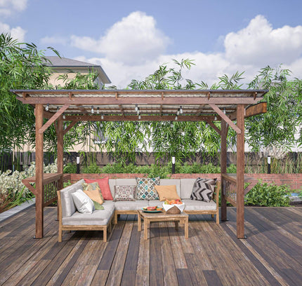 [06X13FT] Alora Durable Outdoor Hardtop BBQ Grill Shelter Gazebo With Shelves