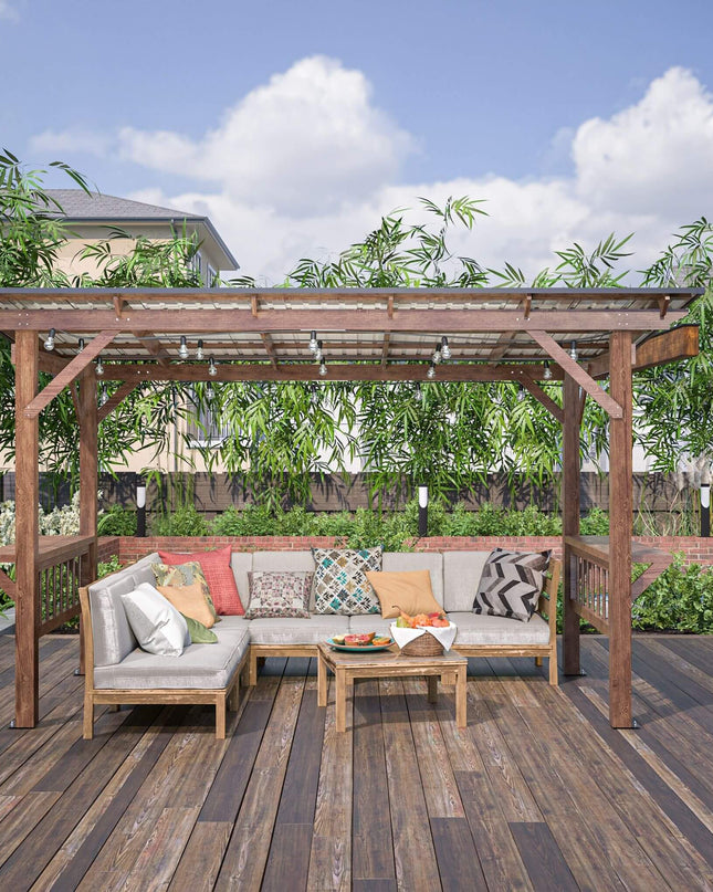 [06X13FT] Alora Durable Outdoor Hardtop BBQ Grill Shelter Gazebo With Shelves