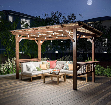 [06X13FT] Alora Durable Outdoor Hardtop BBQ Grill Shelter Gazebo With Shelves