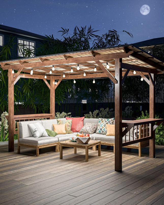 [06X13FT] Alora Durable Outdoor Hardtop BBQ Grill Shelter Gazebo With Shelves