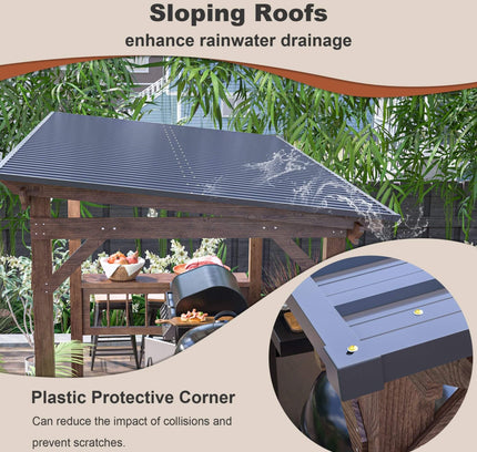 [06X13FT] Alora Durable Outdoor Hardtop BBQ Grill Shelter Gazebo With Shelves