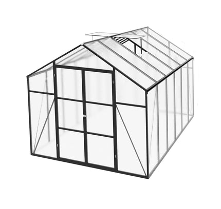 [08X12FT] All-Season Outdoor Backyard Polycarbonate Greenhouse With Raised Base And Aluminum Frame