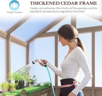 [08X16FT] Large Heavy-Duty Outdoor Wooden Greenhouse With 6MM Polycarbonate Panels And Vent Roof