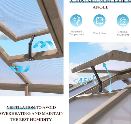 [08X16FT] Large Heavy-Duty Outdoor Wooden Greenhouse With 6MM Polycarbonate Panels And Vent Roof