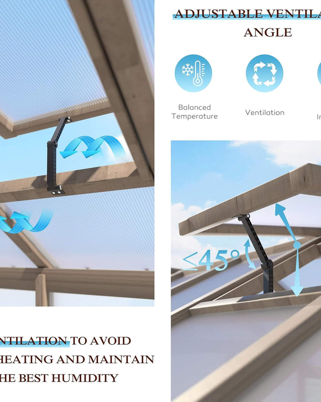 [08X16FT] Large Heavy-Duty Outdoor Wooden Greenhouse With 6MM Polycarbonate Panels And Vent Roof