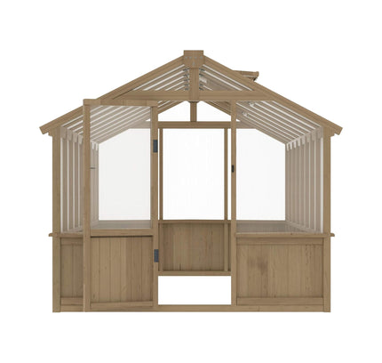 [08X16FT] Large Heavy-Duty Outdoor Wooden Greenhouse With 6MM Polycarbonate Panels And Vent Roof