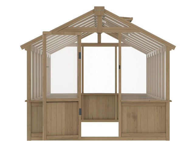 8x16FT Heavy-Duty Cedar Wood Walk-In Greenhouse, 6mm Polycarbonate Panels