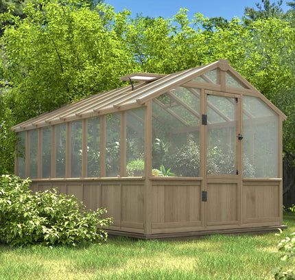 [08X16FT] Large Heavy-Duty Outdoor Wooden Greenhouse With 6MM Polycarbonate Panels And Vent Roof