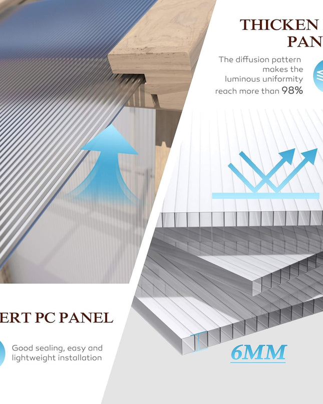 [08X16FT] Large Heavy-Duty Outdoor Wooden Greenhouse With 6MM Polycarbonate Panels And Vent Roof