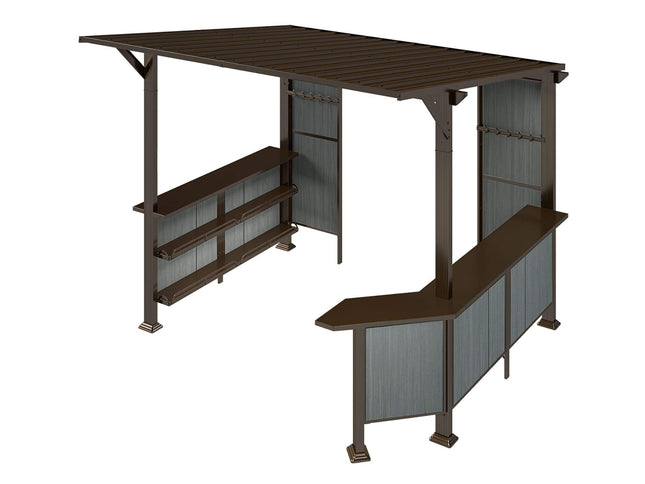 9x10FT Alora Hardtop Outdoor Grill Gazebo with Side Shelves & Hooks
