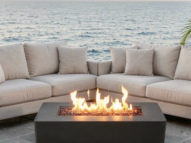 56" Rectangular Propane Fire Pit Table