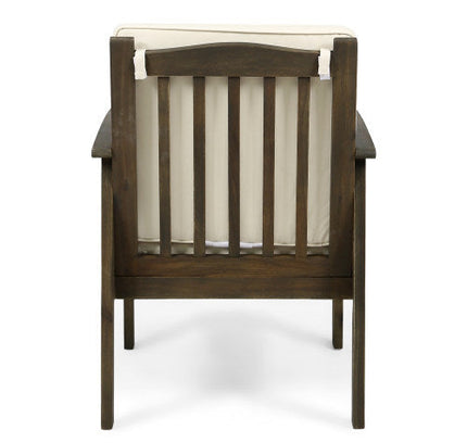 5-Piece Acacia Wood Outdoor Club Chair Dining Set with Round Table — Grey