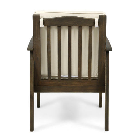 5-Piece Acacia Wood Outdoor Club Chair Dining Set with Round Table — Grey