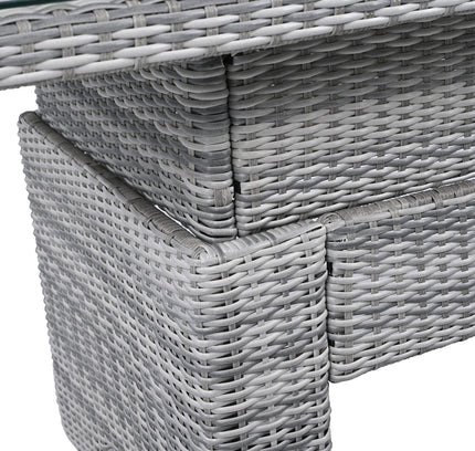 Outdoor Rattan Patio Furniture Set with Adjustable Recliners, Ottomans & Tables