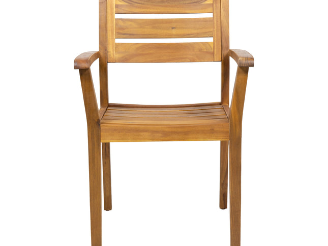 7-Piece Acacia Wood Outdoor Dining Set with 6 Chairs, Teak Finish