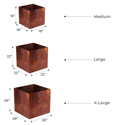 Corten Steel Cube Planters