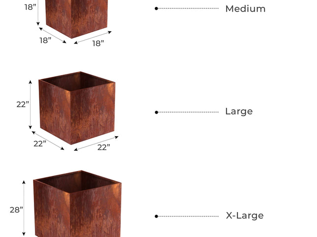 Oversized Corten Steel Cube Planters