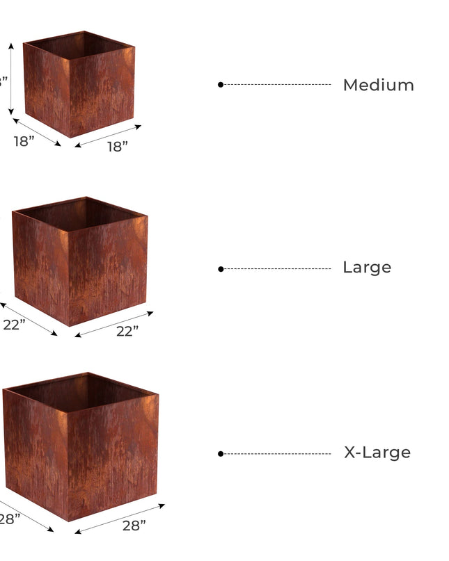 Corten Steel Cube Planters