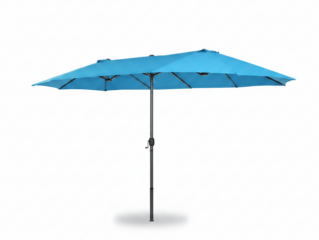 15 Ft Patio Double-Sided Umbrella with Hand-Crank System