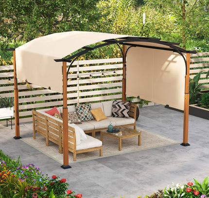 10x12 Ft Outdoor Retractable Pergola with Retractable Canopy for Patio