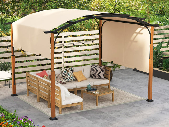 10x12 Ft Outdoor Retractable Pergola with Retractable Canopy for Patio