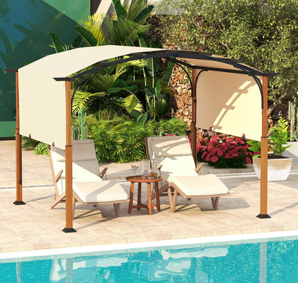 10 x 12 FT Outdoor Retractable Pergola with Retractable Canopy for Patio