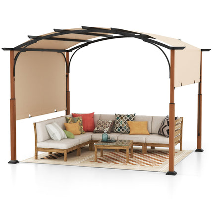 10 x 12 FT Outdoor Retractable Pergola with Retractable Canopy for Patio