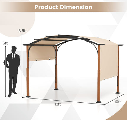 10 x 12 FT Outdoor Retractable Pergola with Retractable Canopy for Patio