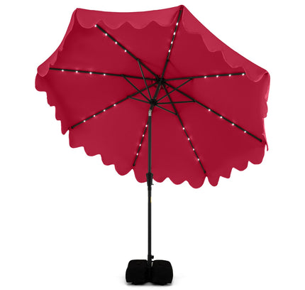 10 Ft Patio Umbrella with Solar LED Lights and Weighted Base