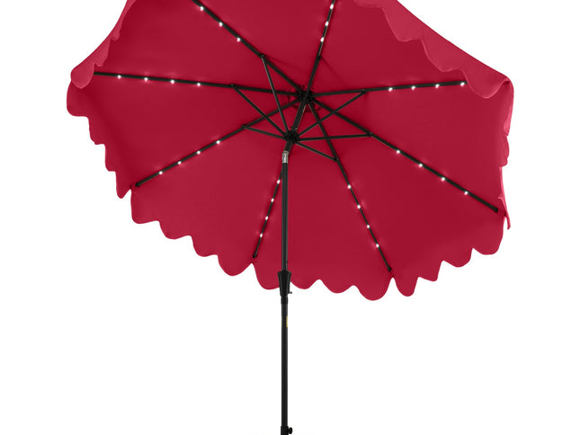 10 Ft Patio Umbrella with Solar LED Lights and Weighted Base